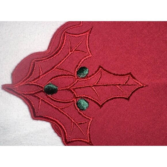 12pc New Waterford Christmas Red Napkins Placemats Linen MIP Poinsetta cutouts - Picture 11 of 11